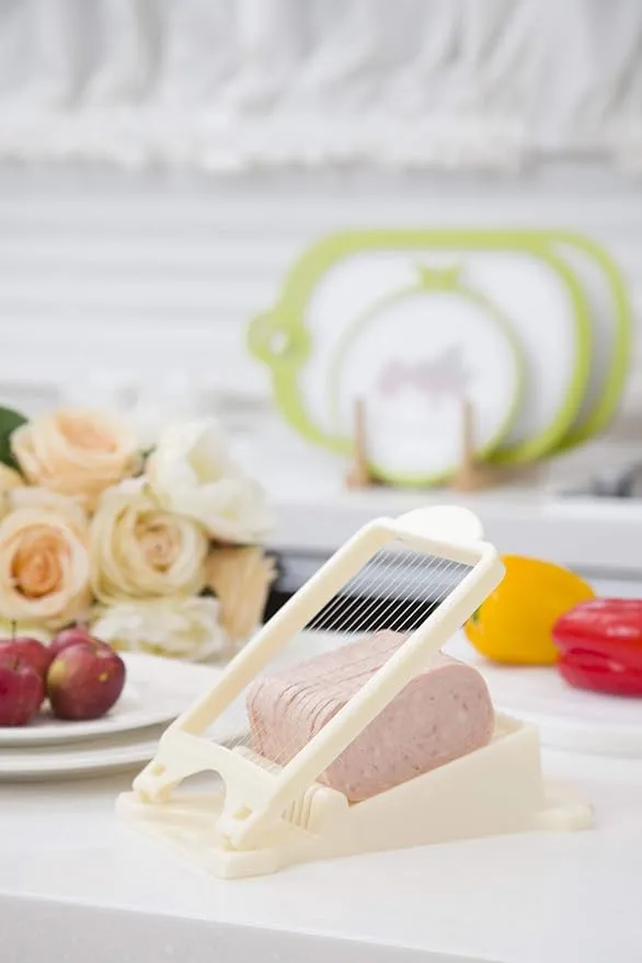Luncheon Meat Slicer, Durable, Quality Stainless Steel 11 Wires for 12 Thinner Slices, Certified Safety, Slice Meats (Green)