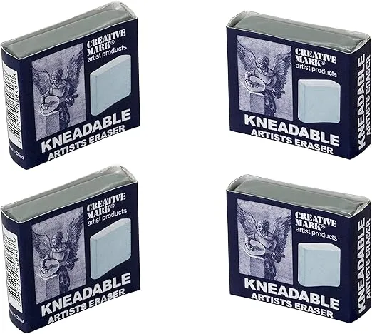 Creative Mark Kneed Eraser for Artists Kneaded Kneadable Kneading Drawing Sketch Charcoal Art Supplies Large - 4 Pack
