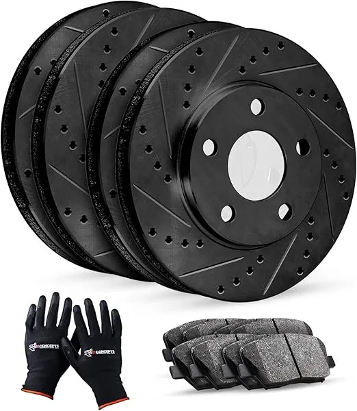 R1 Concepts Front Rear Brakes and Rotors Kit |Front Rear Brake Pads| Brake Rotors and Pads| Ceramic Brake Pads and Rotors |fits 2015-2020 Ford Mustang