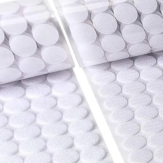 Self Adhesive Dots, 1000Pcs(500 Pair) 0.59 Inch Diameter Strong Self Adhesive Dots for Classroom Nylon Sticky Back Hook Loop Strips, Small Circle Dots Stickers Tapes, White
