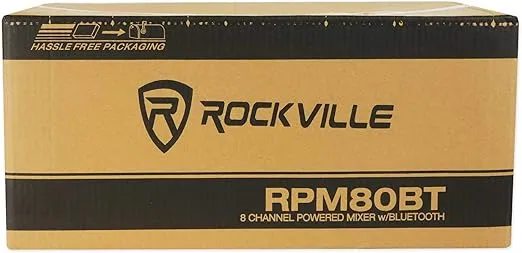 Rockville, 8 RPM80BT 2400w Powered 8 Channel Mixer/Amplifier w/Bluetooth/EQ/Effects