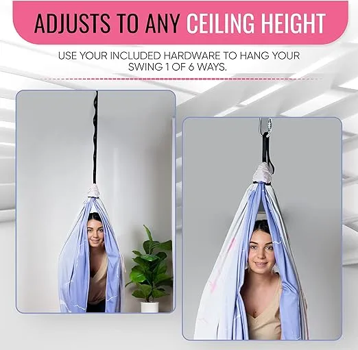 Indoor Sensory Swing for Kids or Outdoor – Holds 300lbs, Double-Layer, & 360° Swivel, Calming Compression Therapy Swing Hammock for Kids & Adults with All Hardware – Sensory-Motor Toys & Gifts