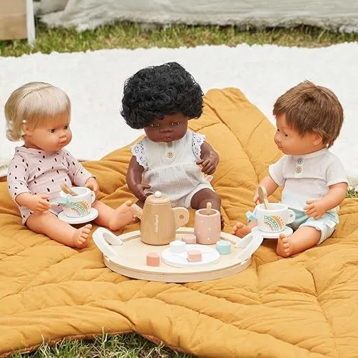 Miniland Doll 15'' Caucasian Girl with Hearing Implant (Polybag) - Made is Spain, Anatomically Correct, Quality, Diverse