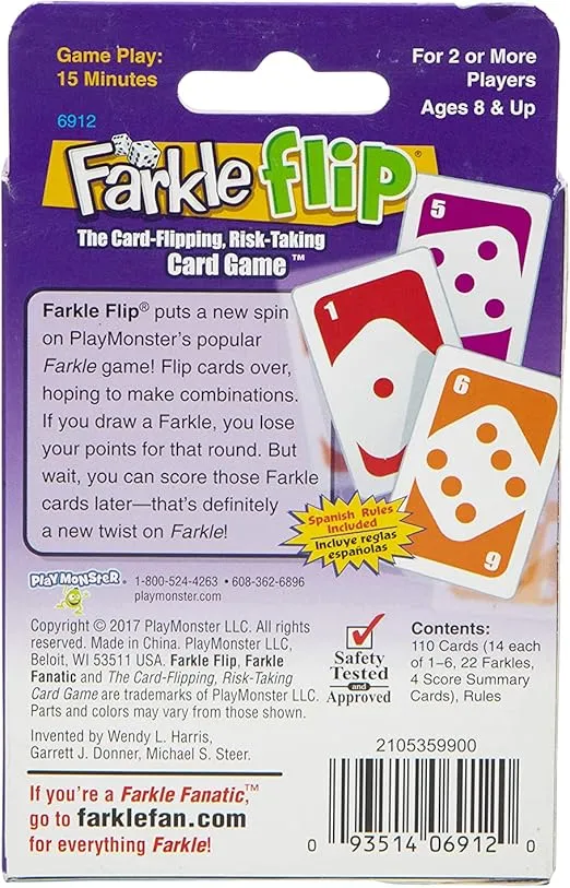 PlayMonster Farkle Flip — The Classic Dice Game Now in a Card Game — For Game Nights — Ages 8+