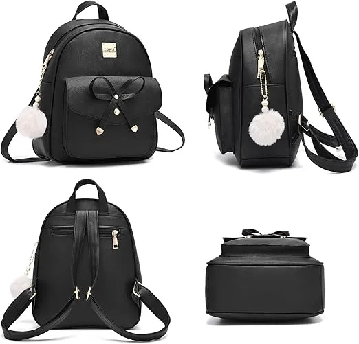 Aogist Mini Leather Backpack Purse 3-Pieces Fashion Bowknot Zipper Bags Cute Casual Travel Daypacks for and Women