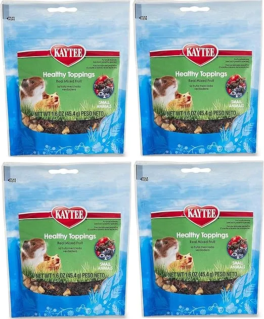 Kaytee Fiesta Healthy Toppings Mixed Fruit Treat for Small Animals (Rabbits, Guinea Pigs, Hamsters, Gerbils, Mice, and Rats) 4 Count