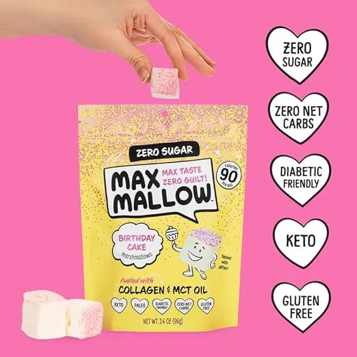 Know Brainer Max Mallow Variety Pack Guilt-Free & Zero Sugar Marshmallows - Low Carb, Zero Fat, Gluten-Free & Ketogenic Marshmallow Fueled with Collagen, MCT Oil & Prebiotic Fiber Pack of 6