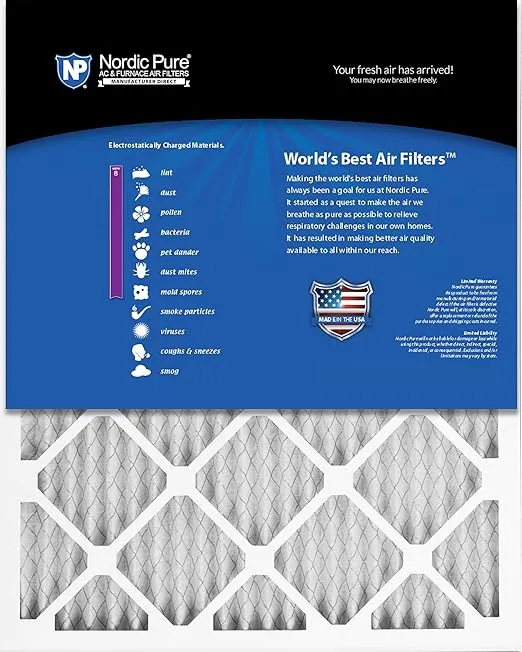 Nordic Pure 20x30x1 (19 5/8 x 29 5/8 x 3/4) Pleated MERV 8 Air Filters 2 Pack