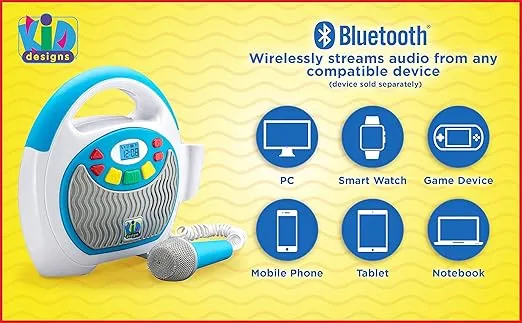 eKids KIDdesigns Mother Goose Club Bluetooth Sing Along Portable MP3 Player Real Mic 24 Songs