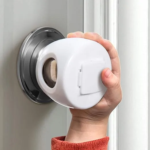 Door Knob Safety Cover for Kids, Child Proof Door Knob Covers, Baby Safety Door knob Handle Cover Lockable Design (4 Pack)