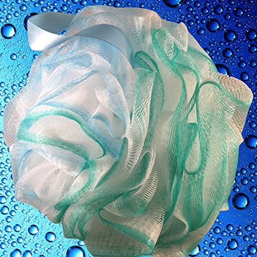 SHOWER BOUQUET Loofah Bath-Sponge Swirl-Set-XL-75g Extra-Large Mesh Pouf (4 Pack Color Swirls) Luffa Loofa Loufa Puff Scrubber - Big Full Lather Cleanse, Exfoliate with Beauty Bathing Accessories