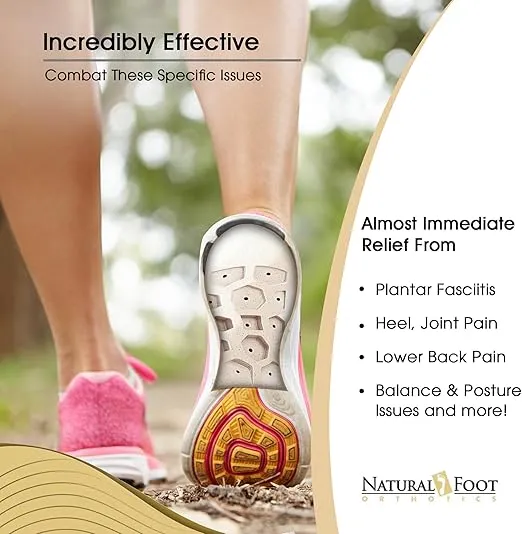 Natural Foot Orthotics Stabilizer Insoles for Plantar Fasciitis Relief, Heel, Shoe, Unisex, Made in USA
