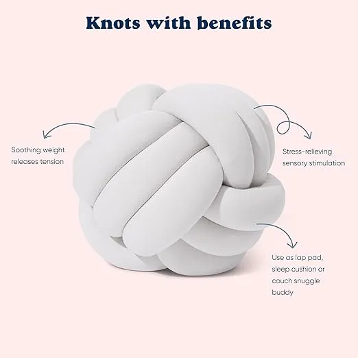 Bearaby Hand-Crafted Knot Pillow Ball - Relieve Stress with Oeko-TEX Certified Organic and Gently Weighted Material - Handcrafted Throw Pillows from Natural Latex Foam (Moonstone Grey, Large)