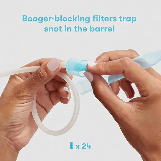 Frida Baby NoseFrida SnotSucker Nasal Aspirator for Baby, Baby Nose Sucker with 24 Extra Hygiene Filters, Baby Congestion Relief, FSA/HSA Eligible