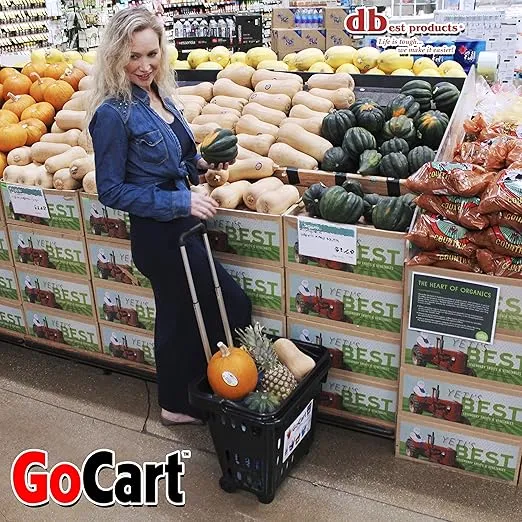 dbest products GoCart, Black Grocery Cart Shopping Laundry Basket on Wheels