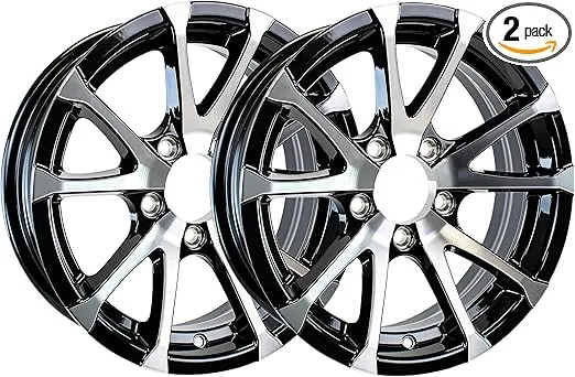 eCustomrim 2-Pack Aluminum Trailer Rims Wheels 5 Lug 14 in. Avalanche V-Spoke/Black