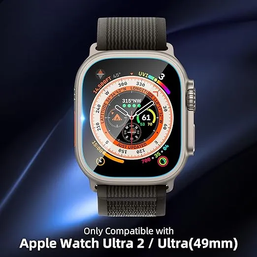 SWUU 2 Pack Tempered Glass Screen Protector with Auto-alignment Installation Frame Compatible with Apple Watch Ultra 2 / Ultra Screen Protector 49mm, Waterproof HD Film for iWatch Ultra 49mm Clear