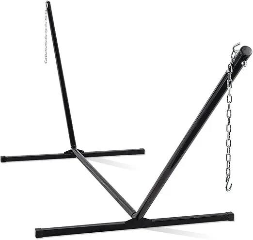 Lazy Daze Hammocks Outdoor 15 Feet Heavy Duty Steel Hammock Stand with Hooks and Chains, Portable Hammock Stand for Porch Patio Garden Backyard Hammocks, 450 Pounds Capacity, Black