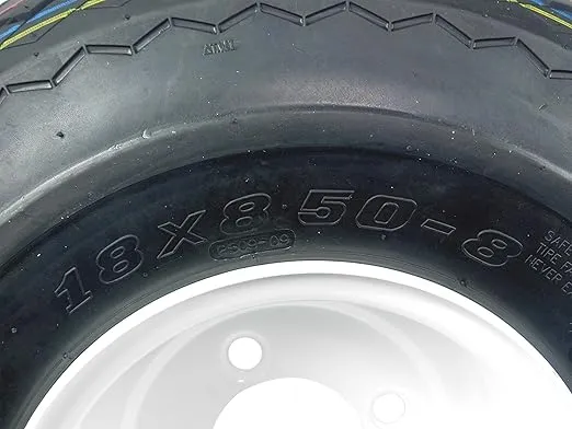 MASSFX Wheel & Tire Golf Cart Tire 18x8.5-8 with White MASSFX 8x7 4/4 Rim 2 PACK