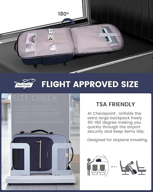 LOVEVOOK 40L Carry on Backpack for Women & Men with 3 Packing Cubes, Large Travel Backpack for Airplanes, TSA Personal Item Travel Bag fits 17" Laptop, Waterproof Travel Essentials Airline Approved