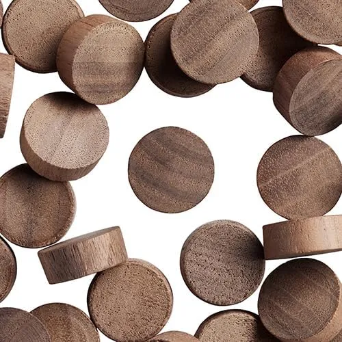 WidgetCo 5/8" Walnut Wood Plugs, End Grain, Woodworking Plugs, Can Be Sanded, Stained, or Painted, Can Be Sanded, Stained, Or Left Natural, Professional Grade (Qty 25)