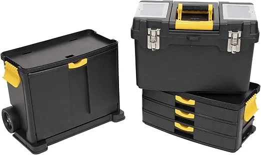 Erie Tools Portable Toolbox Organizer with Foldable Auto-Locking Handle & (3) Detachable Storage Compartments