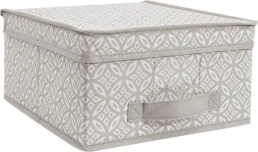 Simplify Medium Box in Grey Soft, 11" x 12" x 6" Boho Closet Storage Organization