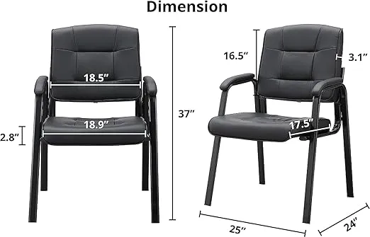 Naomi Home Indulge in Comfort Mindy Office Guest Chair Set of 8 - Luxurious Leather Executive Waiting Room Chairs Set of 8 for Reception, Conference, and Lobby Spaces – Black
