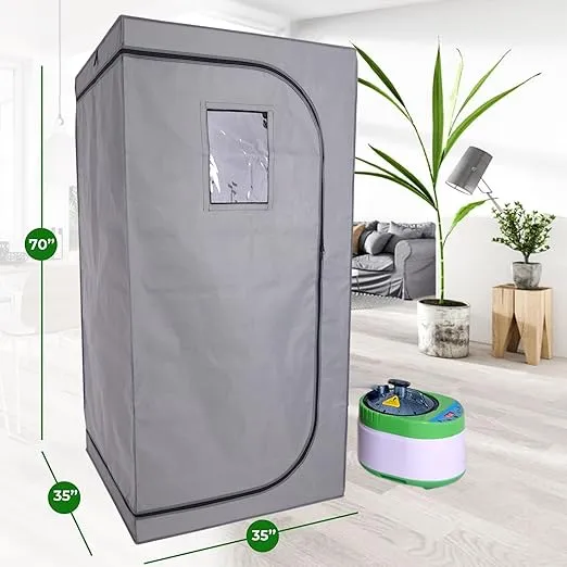 SereneLife Portable Sauna for Home, Steam Sauna Tent with 4L Steamer, Folding Sauna Chair, Compact Personal Detox Sauna, Remote Control in-Home Spa, 71" x 35" - inch (Gray)