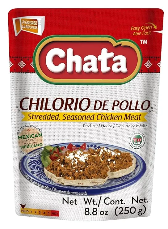 Chata Chicken Chilorio Pouch | Shredded, Seasoned Chicken Meat | Ready-to-Eat | No Preservatives | 8.8 Ounce (Pack of 1)