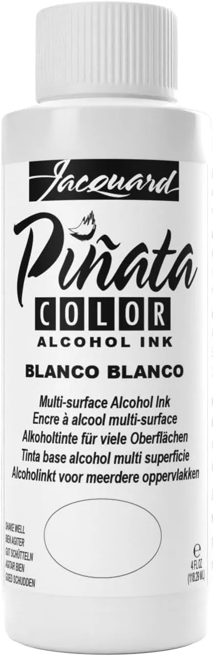 Jacquard Pinata Alcohol Ink - Blanco Blanco White - Professional and Versatile Ink That Produces Color Saturated and Acid-Free Results - 4 Fluid Ounces - Made in The USA