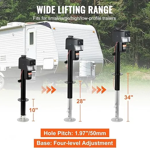 VEVOR Electric Trailer Jack, Power Tongue Jack Weight Capacity 3500lbs, 9.84"-33.85" Electric Tongue Jack with Waterproof Cover for Lifting RV Trailer, Horse Trailer, Utility Trailer