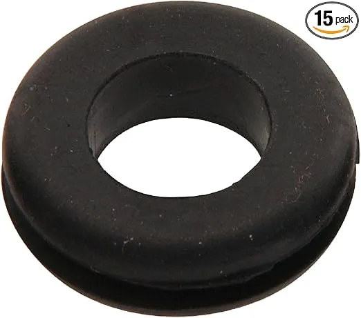 Hillman 55059 31/32 x 1/2 x 9/32 x 3/4-Inch Groove Rubber Grommet, 15-Pack , Black