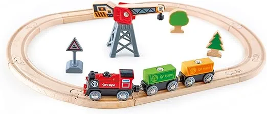 Hape Cargo Delivery Loop Train and Railway Toy Set