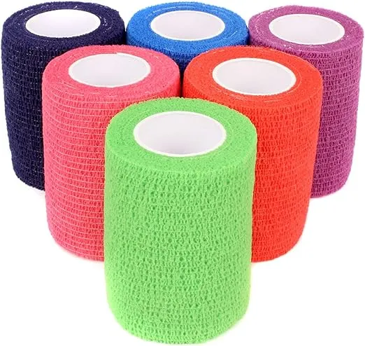 Ever Ready First Aid Self Adherent Cohesive Bandages 3" x 5 Yards - 24 Count, Rainbow Colors