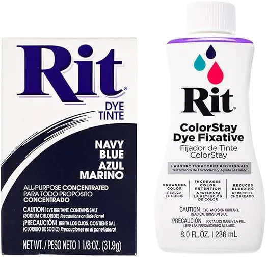 All Purpose Concentrated Rit Dye Powder Multi-Packs for Clothing, Décor, and Crafts – Navy Blue with ColorStay Fixative
